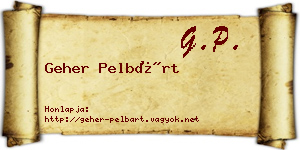 Geher Pelbárt névjegykártya